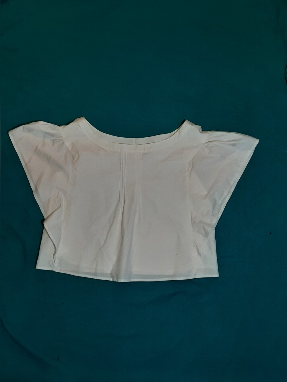 Greylin Crisp White Cotton Crop Boatneck Batwing Top